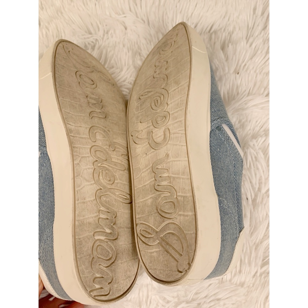 Sam‎ Edelman Embroidered Denim Slip-On Sneakers - Picture 9 of 10